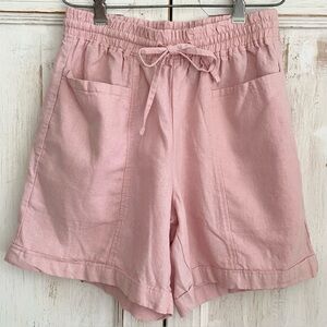 Linen blend Gloria Vanderbilt Cuffed Shorts with Pockets Pale Peach Small